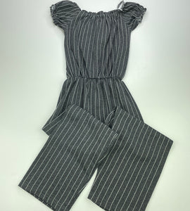 Girls Sellfie Kids, grey & white stripe jumpsuit, Inside leg: 43cm, FUC, size 8,  