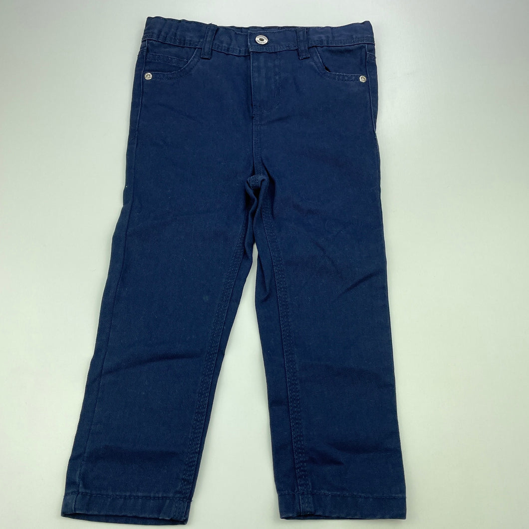 Boys Fun Spirit, navy cotton pants, adjustable, Inside leg: 33cm, GUC, size 2,  