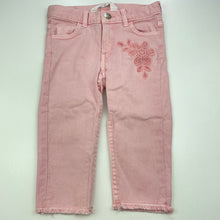 Load image into Gallery viewer, Girls H&amp;M, pink stretch denim jeans, adjustable, Inside leg: 25.5cm, EUC, size 2,  