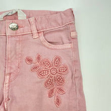 Load image into Gallery viewer, Girls H&amp;M, pink stretch denim jeans, adjustable, Inside leg: 25.5cm, EUC, size 2,  