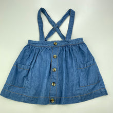 Load image into Gallery viewer, Girls Baby Berry, chambray cotton suspender skirt, elasticated, GUC, size 1,  