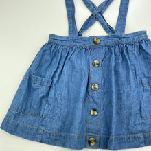 Load image into Gallery viewer, Girls Baby Berry, chambray cotton suspender skirt, elasticated, GUC, size 1,  