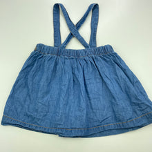 Load image into Gallery viewer, Girls Baby Berry, chambray cotton suspender skirt, elasticated, GUC, size 1,  