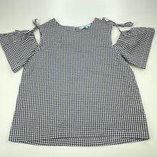 Load image into Gallery viewer, Girls Tilii, gingham lightweight open shoulder top, GUC, size 10,  