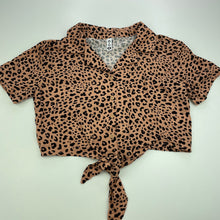 Load image into Gallery viewer, Girls KID, leopard print tie front cropped shirt, EUC, size 8,  