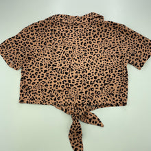 Load image into Gallery viewer, Girls KID, leopard print tie front cropped shirt, EUC, size 8,  