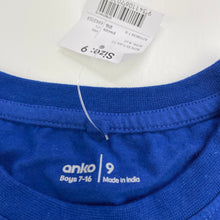 Load image into Gallery viewer, Boys Anko, blue cotton t-shirt / top, NEW, size 9,  