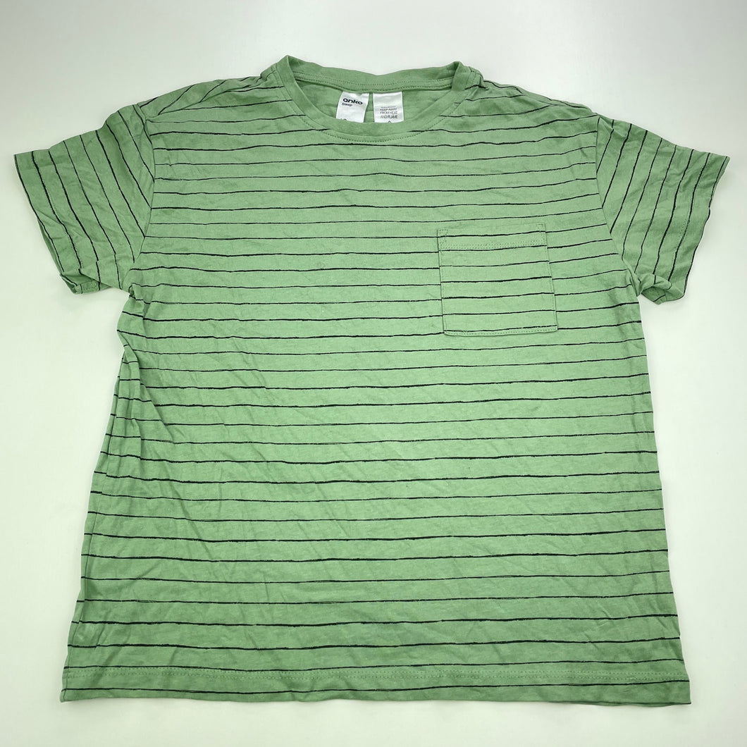 Boys Anko, green cotton pyjama t-shirt / top, GUC, size 10,  