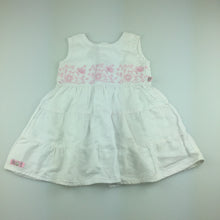 Load image into Gallery viewer, Girls Max and Tilly, cute white ramie / cotton embroidered dress, GUC, size 00