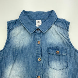 Girls H&T, chambray cotton tie front shirt, FUC, size 7,  