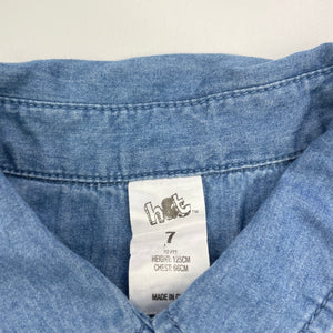 Girls H&T, chambray cotton tie front shirt, FUC, size 7,  