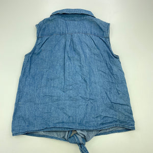 Girls H&T, chambray cotton tie front shirt, FUC, size 7,  