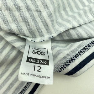 Girls Clothing & Co, navy stripe cotton summer top, FUC, size 12,  