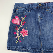 Load image into Gallery viewer, Girls GAP, embroidered denim skirt, adjustable, L: 29cm, GUC, size 8,  
