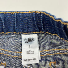 Load image into Gallery viewer, Boys H&amp;T, blue denim shorts, adjustable, dinosaur, EUC, size 1,  