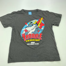 Load image into Gallery viewer, Boys Sunprints Clothing, grey cotton t-shirt / top, shark, FUC, size 4,  