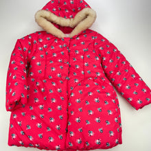 Load image into Gallery viewer, Girls Matalan, fleece lined floral winter jacket / coat, L: 49cm, EUC, size 3-4,  