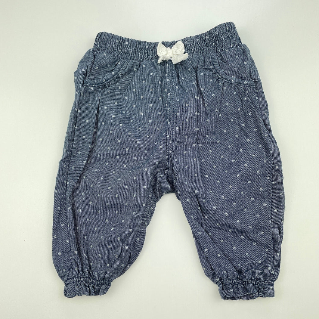 Girls H&M, organic cotton pants / bottoms, elasticated, EUC, size 000,  