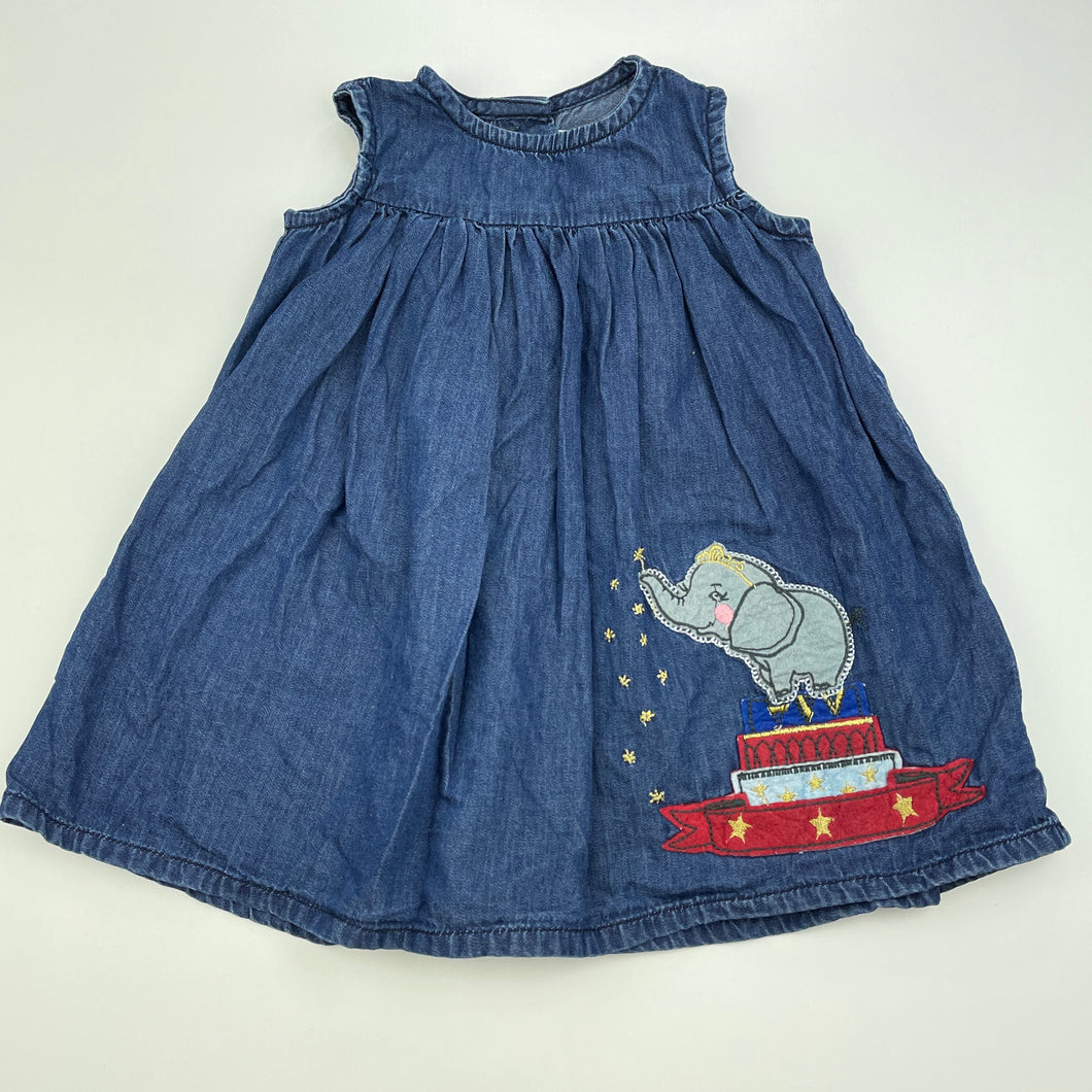 Girls BOPSTER & mimi, cotton casual dress, elephant, GUC, size 0, L: 37cm