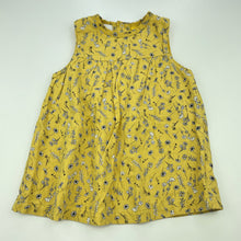 Load image into Gallery viewer, Girls Ollies Place, mustard floral cotton casual dress, EUC, size 0, L: 38cm