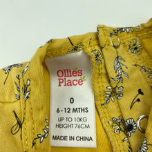 Load image into Gallery viewer, Girls Ollies Place, mustard floral cotton casual dress, EUC, size 0, L: 38cm