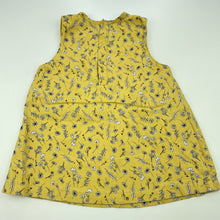 Load image into Gallery viewer, Girls Ollies Place, mustard floral cotton casual dress, EUC, size 0, L: 38cm
