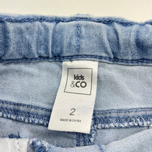 Load image into Gallery viewer, Girls Kids &amp; Co, blue stretch denim skirt, adjustable, unicorn, GUC, size 2,  