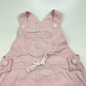 Girls Kids & Co, pink cotton overalls dress / pinafore, EUC, size 000, L: 35cm