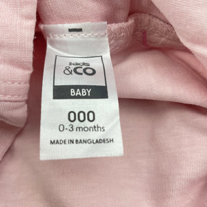 Girls Kids & Co, pink cotton overalls dress / pinafore, EUC, size 000, L: 35cm