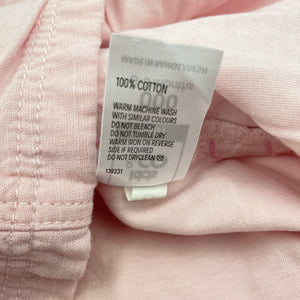 Girls Kids & Co, pink cotton overalls dress / pinafore, EUC, size 000, L: 35cm