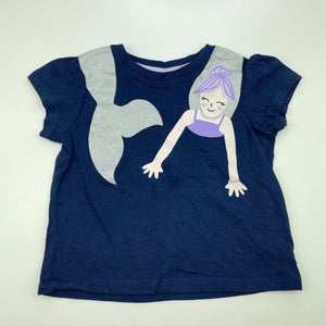 Girls Target, navy cotton t-shirt / top, mermaid, FUC, size 1,  