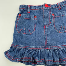 Load image into Gallery viewer, Girls Dymples, blue denim skirt, elasticated, L: 26.5cm, GUC, size 2,  