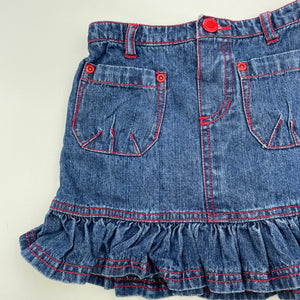 Girls Dymples, blue denim skirt, elasticated, L: 26.5cm, GUC, size 2,  