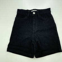 Load image into Gallery viewer, Girls Breakers, black stretch denim high waist shorts, adjustable, EUC, size 7,  