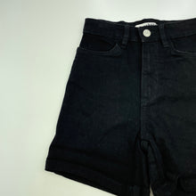 Load image into Gallery viewer, Girls Breakers, black stretch denim high waist shorts, adjustable, EUC, size 7,  