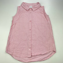 Load image into Gallery viewer, Girls H&amp;T, pink stripe cotton sleeveless shirt / top, EUC, size 7,  