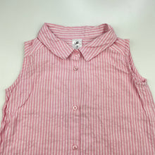 Load image into Gallery viewer, Girls H&amp;T, pink stripe cotton sleeveless shirt / top, EUC, size 7,  