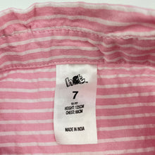 Load image into Gallery viewer, Girls H&amp;T, pink stripe cotton sleeveless shirt / top, EUC, size 7,  