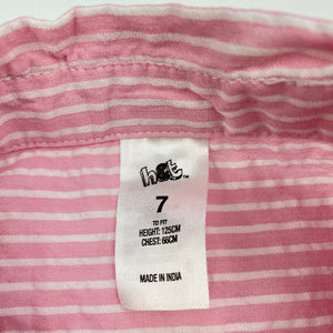 Girls H&T, pink stripe cotton sleeveless shirt / top, EUC, size 7,  