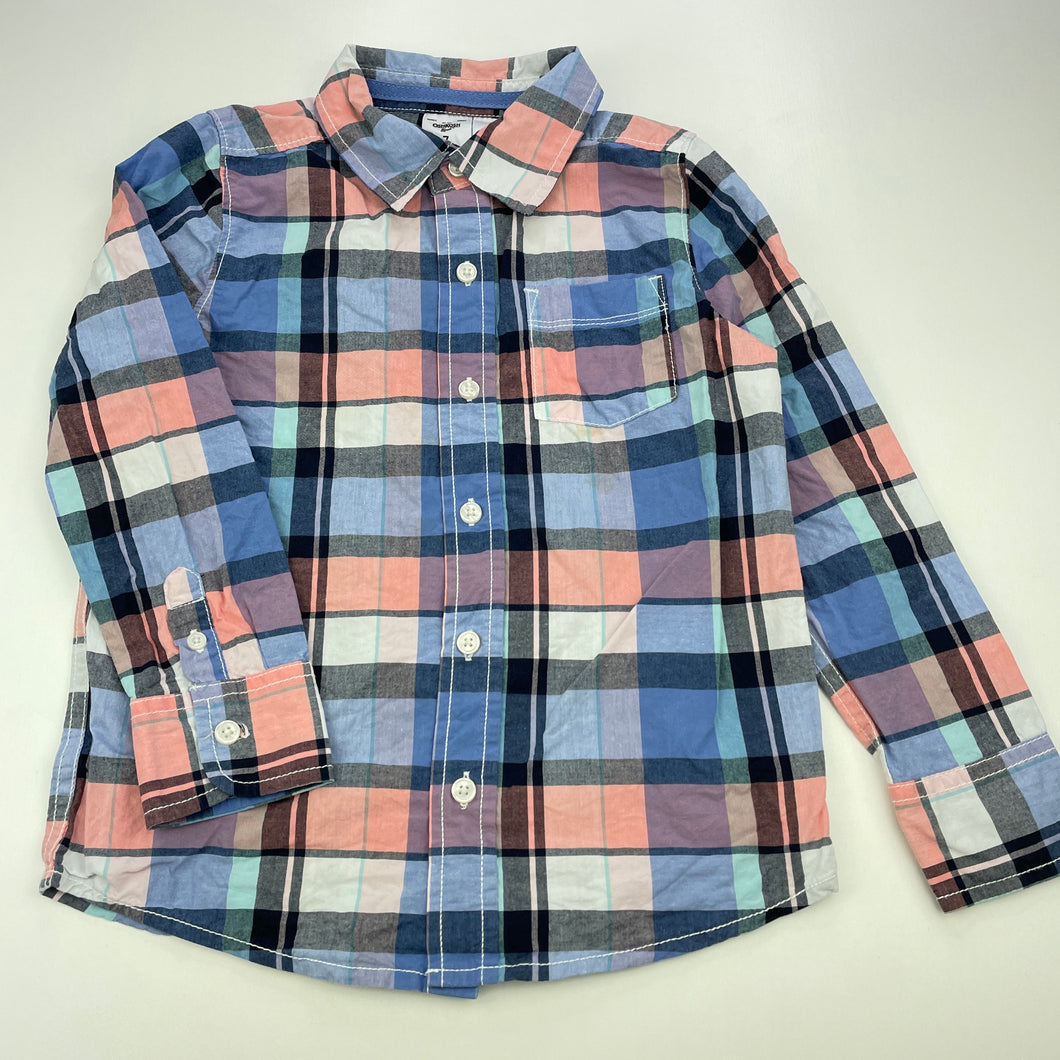 Boys Osh Kosh, checked cotton long sleeve shirt, FUC, size 7,  