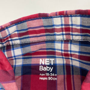 Boys NET Baby, checked cotton long sleeve shirt, EUC, size 2,  