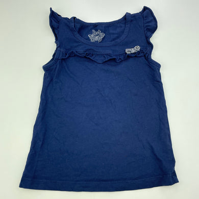 Girls H&T, navy cotton top, GUC, size 6,  