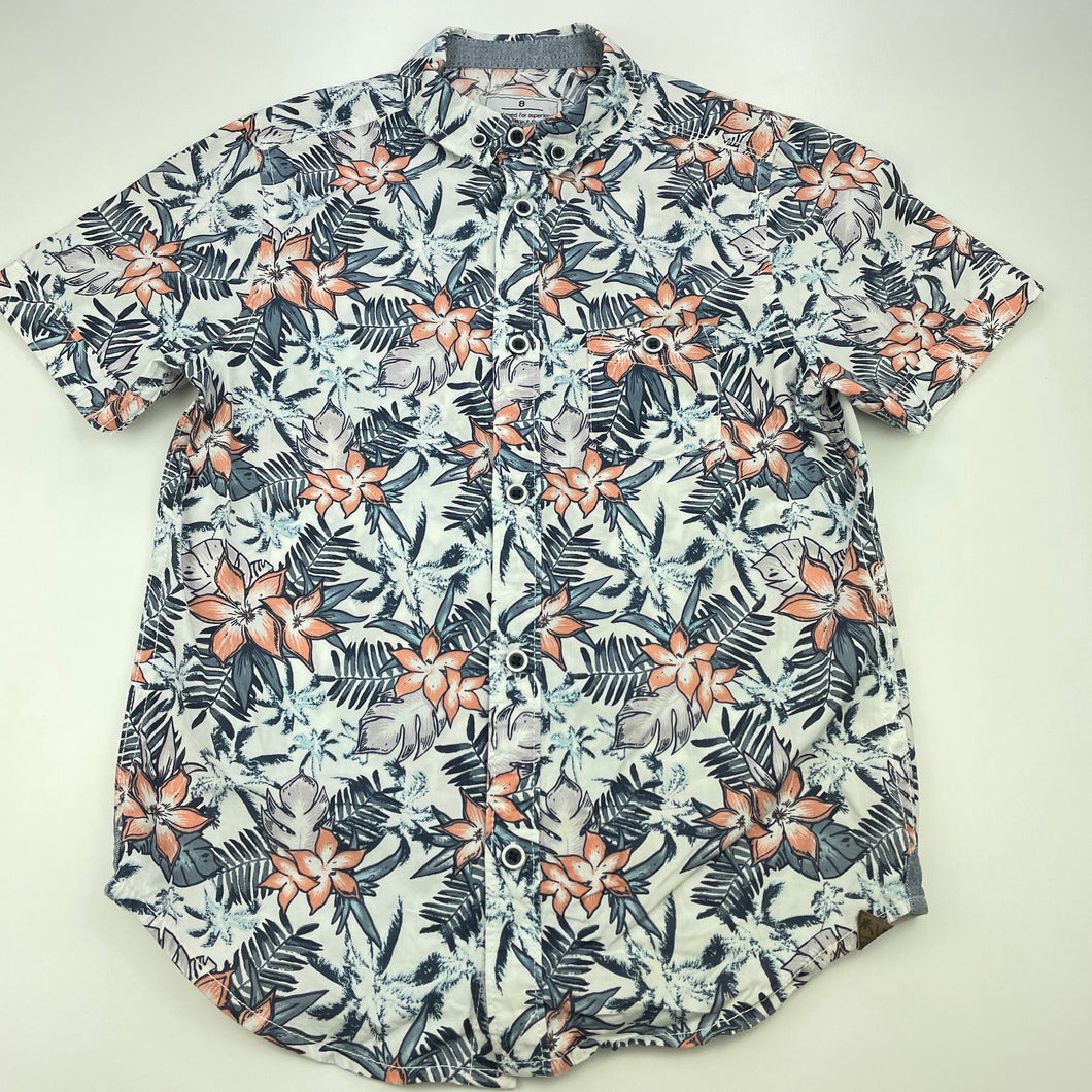 Boys Target, floral cotton short sleeve shirt, GUC, size 8,  