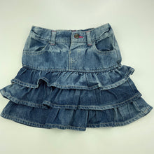 Load image into Gallery viewer, Girls H&amp;T, tiered denim skirt, adjustable, L: 30cm, GUC, size 4,  
