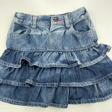 Load image into Gallery viewer, Girls H&amp;T, tiered denim skirt, adjustable, L: 30cm, GUC, size 4,  