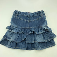 Load image into Gallery viewer, Girls H&amp;T, tiered denim skirt, adjustable, L: 30cm, GUC, size 4,  