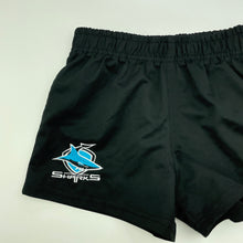 Load image into Gallery viewer, unisex NRL Official, Cronulla Sharks shorts, elasticated, EUC, size 7,  