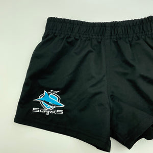 unisex NRL Official, Cronulla Sharks shorts, elasticated, EUC, size 7,  
