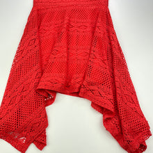 Load image into Gallery viewer, Girls Bardot Junior, lined red/orange lace party dress, GUC, size 7, L: 64cm at front