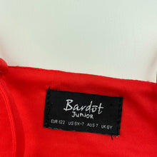 Load image into Gallery viewer, Girls Bardot Junior, lined red/orange lace party dress, GUC, size 7, L: 64cm at front